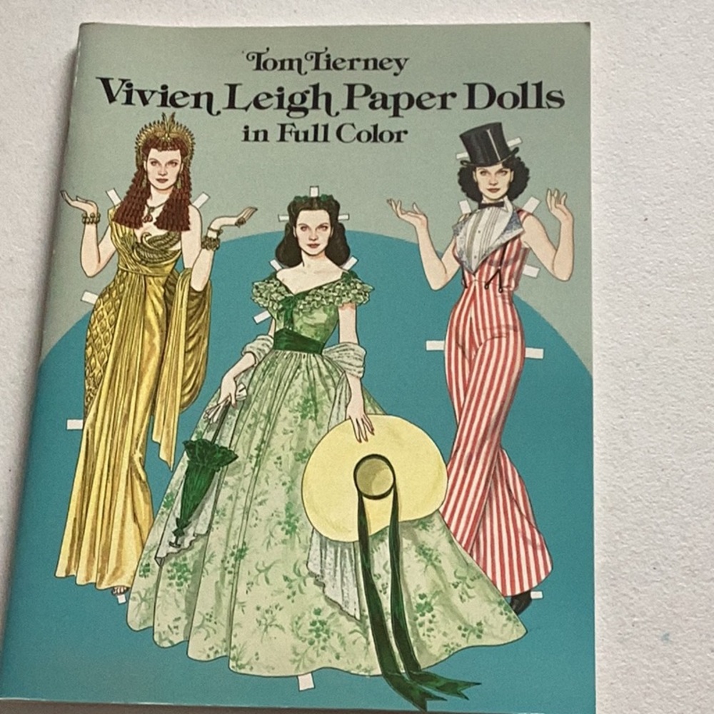 Green and Yellow Vintage Paper Doll Book with Elegant Designs